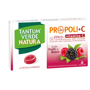 Tantum verde natura propoli+c (+zn) integratore alimentare gusto frutti di bosco 15 pastiglie angelini