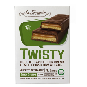 Trova Offerte di tomasello twisty biscotto farcito con crema al mou mou e copertura al latte prodotto artigianale senza glutine 4 pezzi e compra online