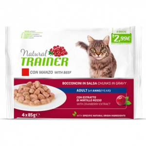 Trova Offerte di trainer natural gatto gravy (in salsa) adult manzo 4x85gr (bustina) e compra online