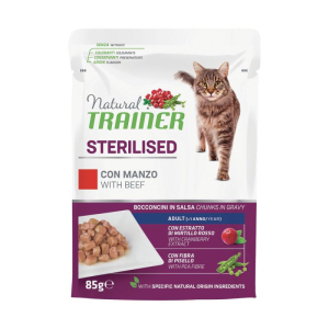Trova Offerte di trainer natural gatto sterilised gravy (in salsa) adult manzo 85gr (bustina) e compra online