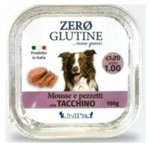 Trova Offerte di unipro cane zero glutine mousse pezzetti di tacchino 150gr (vaschetta) e compra online