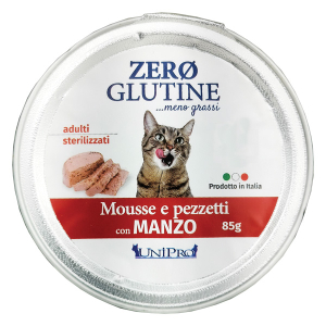 Trova Offerte di unipro gatto zero glutine adulti sterilizzati mousse manzo 85gr (vaschetta) e compra online