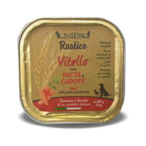 Trova Offerte di unipro rustico cibo umido vitello con pasta e carote per cani vaschetta 100g e compra online