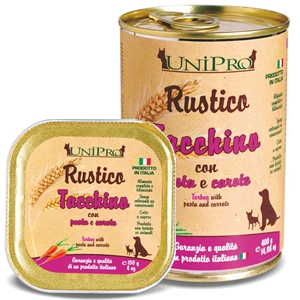 Trova Offerte di unipro rustico tacchino con pasta e carote cibo umido per cani 400g unipro e compra online