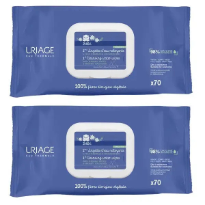 Uriage bebe salviette detergenti all'acqua 70+70 pezzi 3934