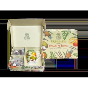 Viaggio ai tropici scatola regalo 10 bustine sogno di mango + 10 bustine abbraccio esotico + 1 tazza di porellana