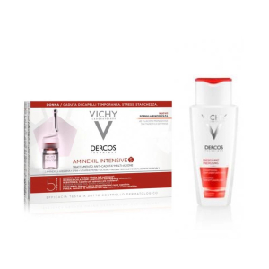 Vichy dercos aminexil intensive 5 trattamento anticaduta donna  42 fiale da 6 ml & vichy dercos shampoo energy+ 200 ml