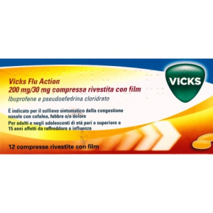 vicks flu action 200 mg + 30 mg bugiardino cod: 042499032 