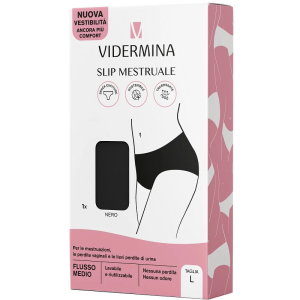 Vidermina - slip mestruale riutilizzabile taglia s vita alta colore nero confezione 1 pezzo