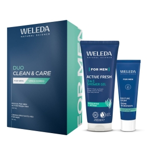 Trova Offerte di Weleda duo clean and care for men cofanetto con gel doccia 3in1 active fresh 200 ml + crema idratante viso 30 ml e compra online