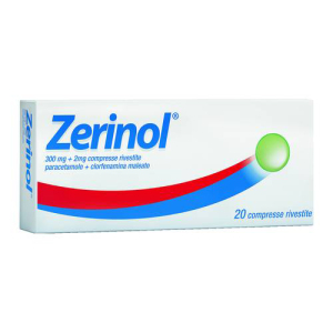 zerinol 20 compresse rivestite 300 mg + 2 mg bugiardino cod: 035304043 