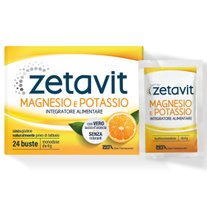 Zetavit magnesio e potassio  - integratore per stanchezza e affaticamento - con borraccia omaggio - 24 bustine