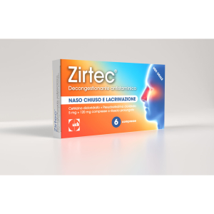 Zirtec decongestionante antistaminico 5 mg + 120 mg compresse a rilascio prolungato  cetirizina dicloridrato + pseudoefedrina cloridrato