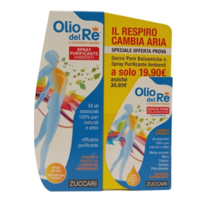 Zuccari - duo olio del re kit spray purificante ambienti e gocce pure balsamiche confezione 2 pezzi