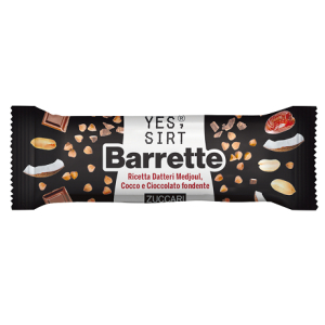 Zuccari yes sirt barrette datteri medjoul cocco cioccolato fondente 25g - snack goloso e nutriente