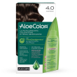 Aloecolor 4,0 castano tinta permanente capelli colore ad alta pigmentazione 50 ml + rivelatore aloeossigenata 75 ml + shampoo aloecare 15 ml + guanti
