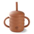 J bimbi my home cup tazza in silicone con cannuccia manici e tappo capacita 160ml colore toffee, 1 pezzo