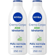 Nivea crema corpo aloe idratante 250 ml, idratante corpo 72h per