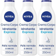 Nivea crema corpo idratante express 250 ml, corpo idratante 72 o