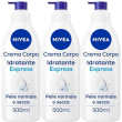 Nivea crema corpo idratante express 500 ml, corpo idratante 72 o
