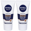 Nivea men sensitive viso e barba cream gel 50 ml, crema viso uomo per