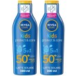 Nivea sun latte solare kids protect & care fp50+ 200 ml, crema solare