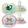 Philips avent succhietti air 0-6m verde con foglia azzurro con leopardo 2 pezzi