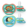 Philips avent succhietti air 6-18m verde e azzurro con disegni animali fori extra large 2 pezzi