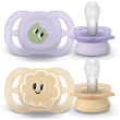 Philips avent succhietti ultrastart 0-2m viola e arancione con disegni 2 pezzi