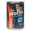 Prolife dual fresh salmone e merluzzo freschi cibo umido per cani adulti taglia media/grande lattina 400g prolife