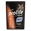 Prolife dual fresh salmone e merluzzo freschi cibo umido per gatti adulti bustina 85g 197b