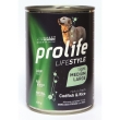 Prolife lifestyle light merluzzo fresco con riso cibo umido per cani adulti taglia media/grande lattina 400g prolife