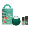Purae kit aria di festa diffusore ultrasuoni bosco verde + sinergie 5 ml